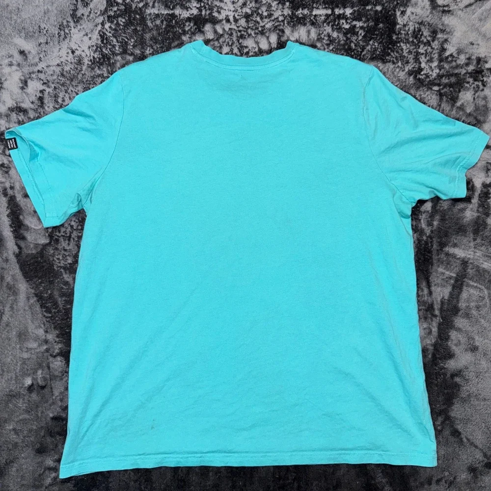 Adidas Mens XL Teal Blue Wavy Graphic T-Shirt HE4801
